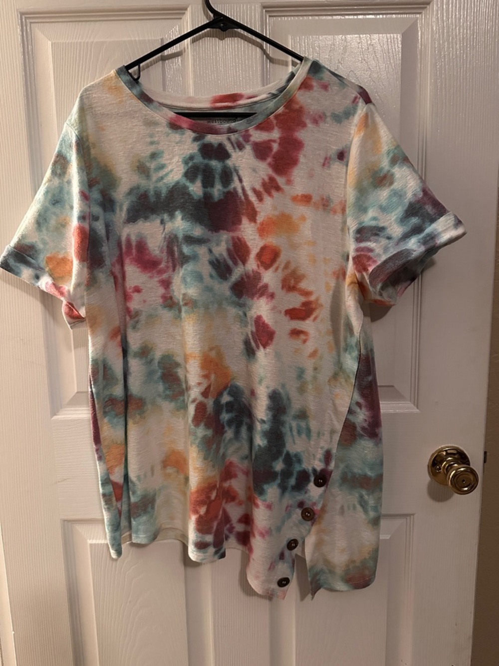 Westbound Multicolor Tie-Dye Short Sleeve Crew Neck Top
